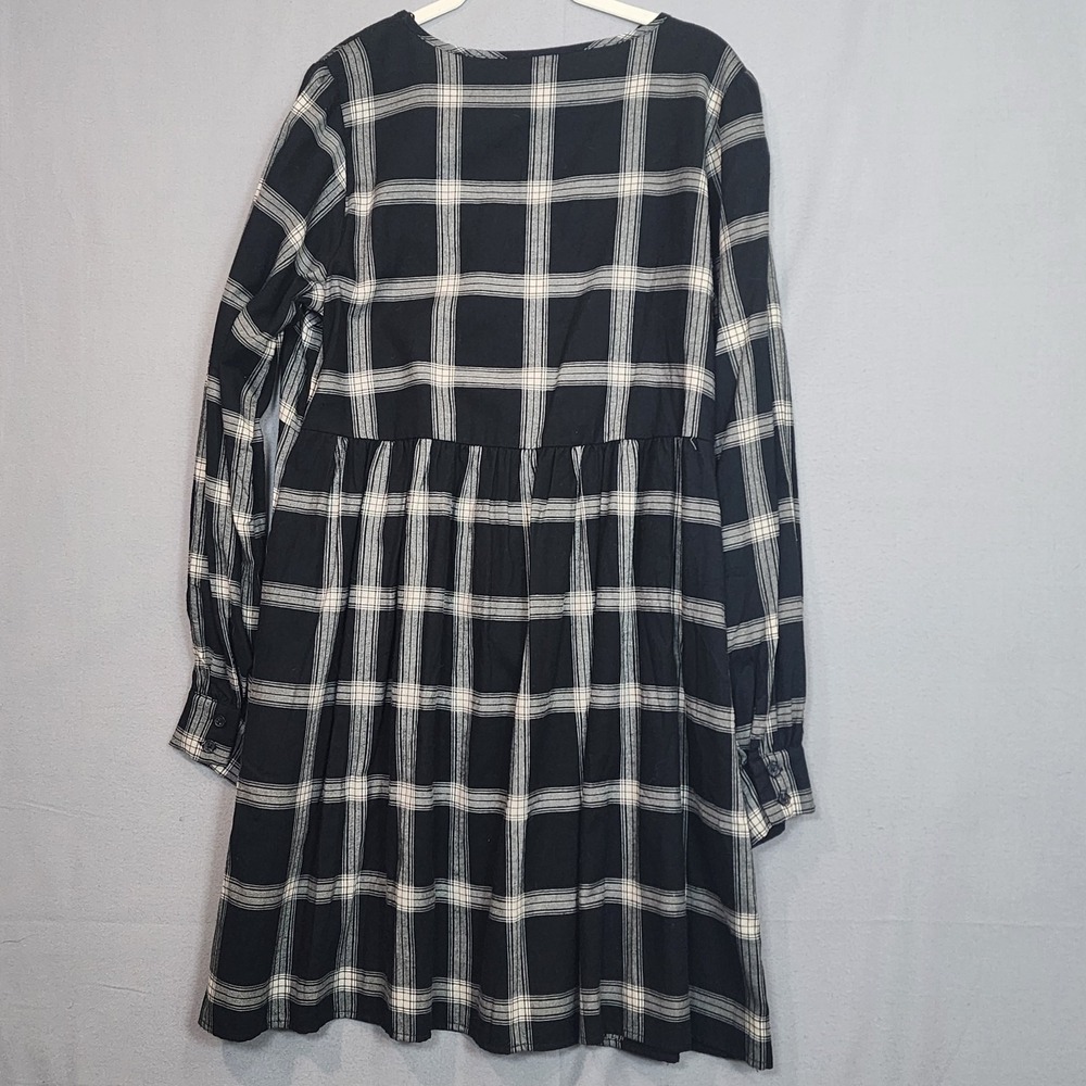 Knox Rose Black‎ & White Long Sleeve V-Neck Plaid Dress Women's Size M - NWT - Picture 3 of 6